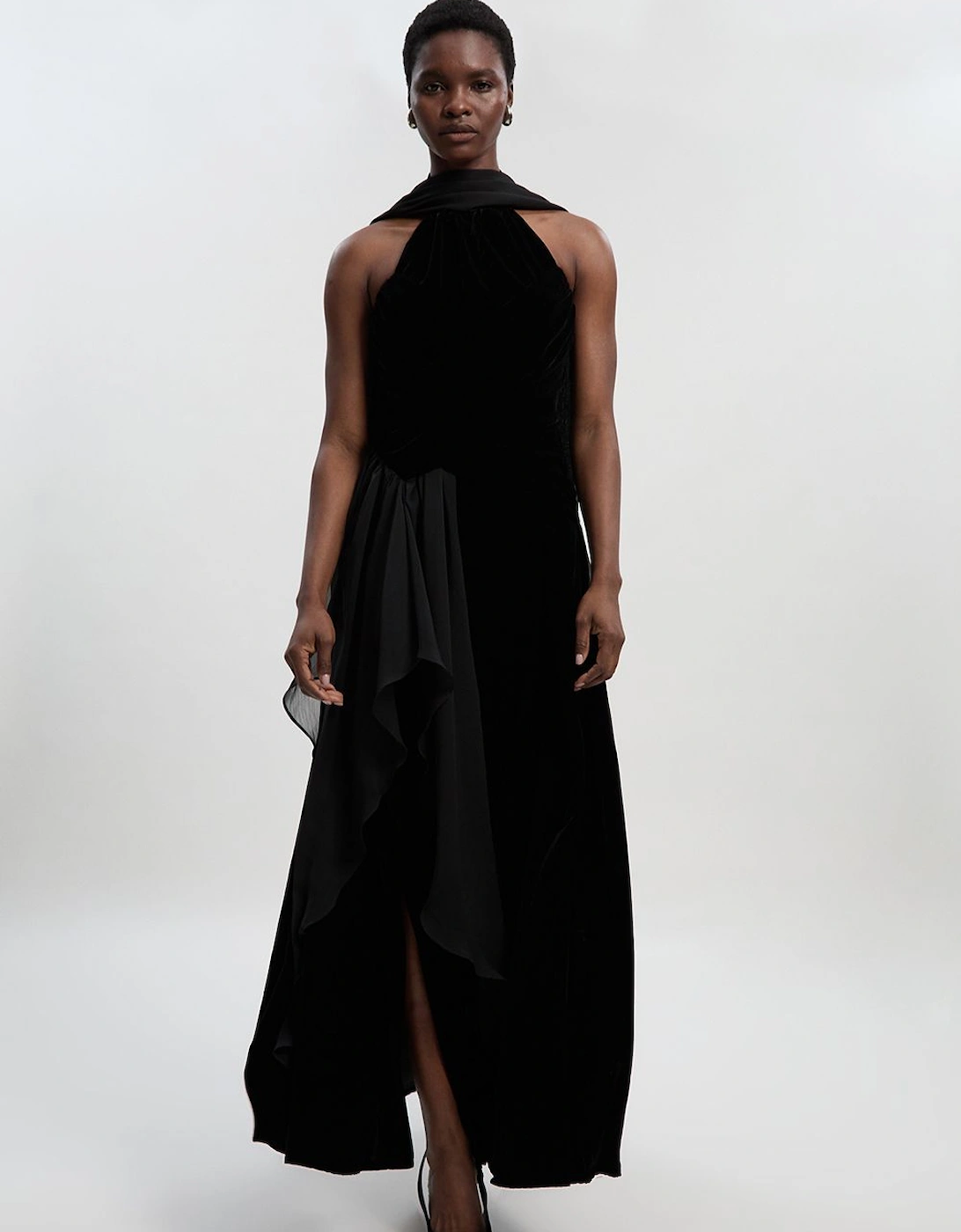 Petite Velvet Cross Front Woven Maxi Dress, 2 of 1