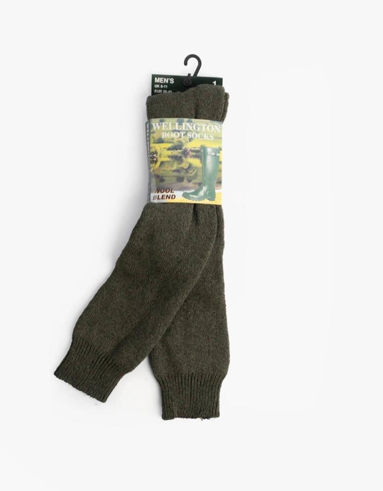 Mens Welly Boot Socks Olive Green