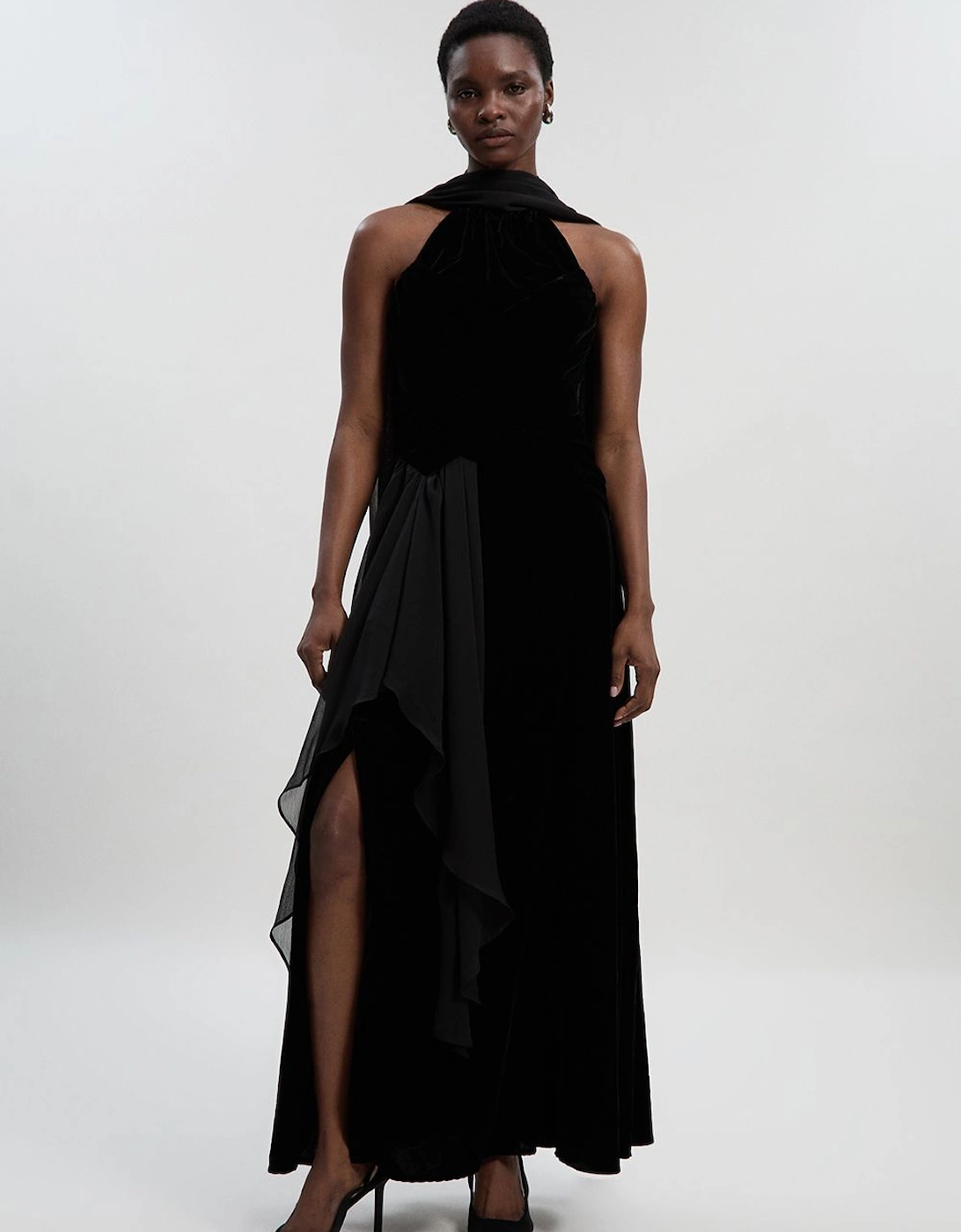 Velvet Cross Front Woven Maxi Dress, 2 of 1