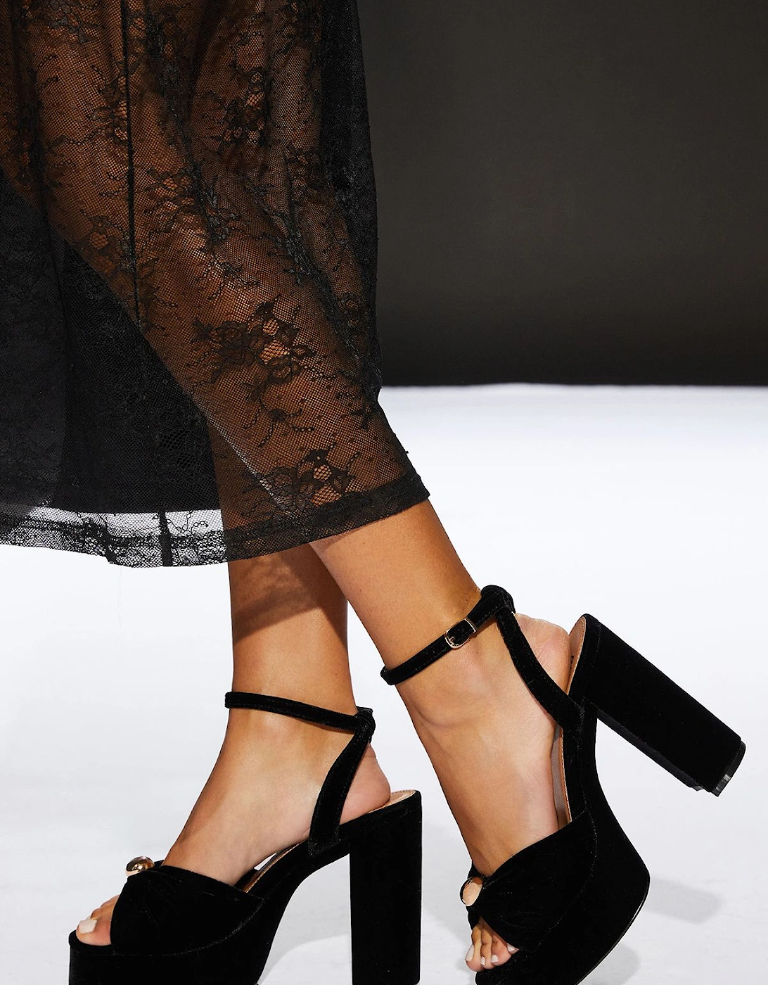 Velvet Platform Heeled Sandals, 2 of 1