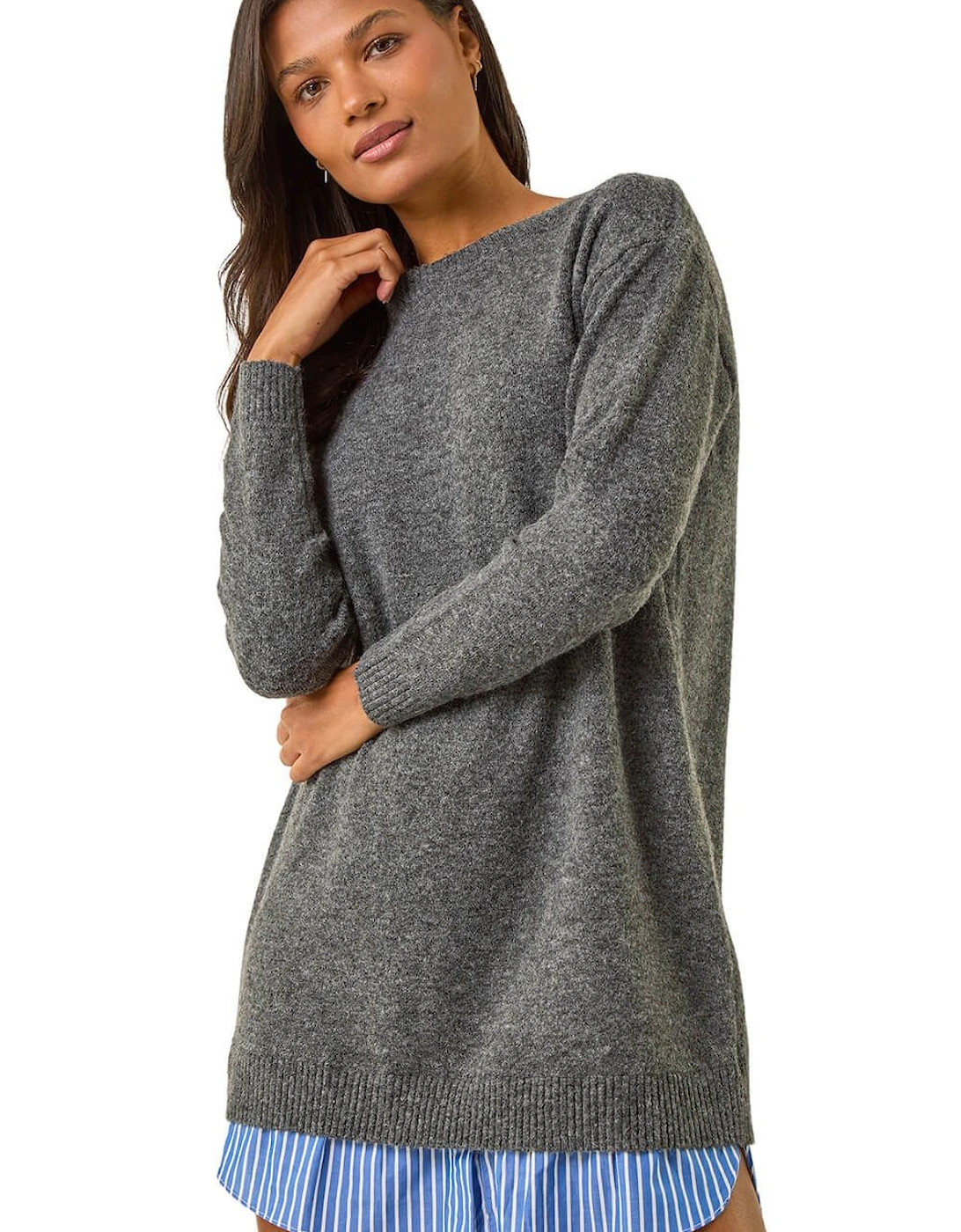 Mock Shirt Knitted Dress, 2 of 1