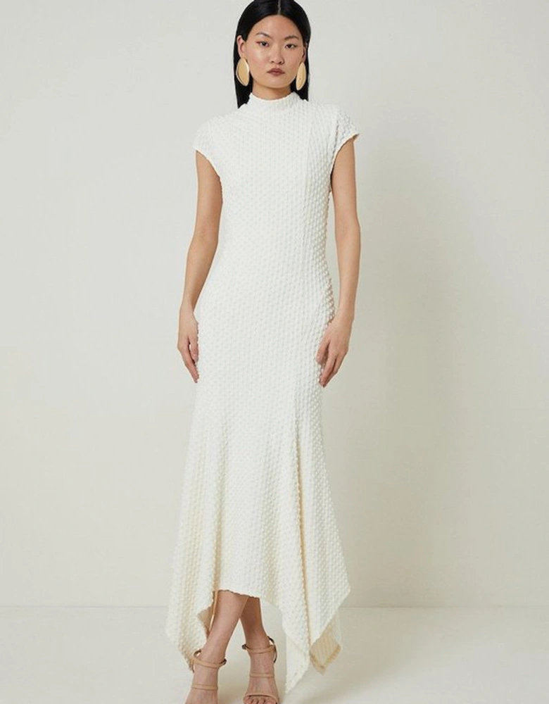 Textured Jersey Dramatic Hem Maxi Dress