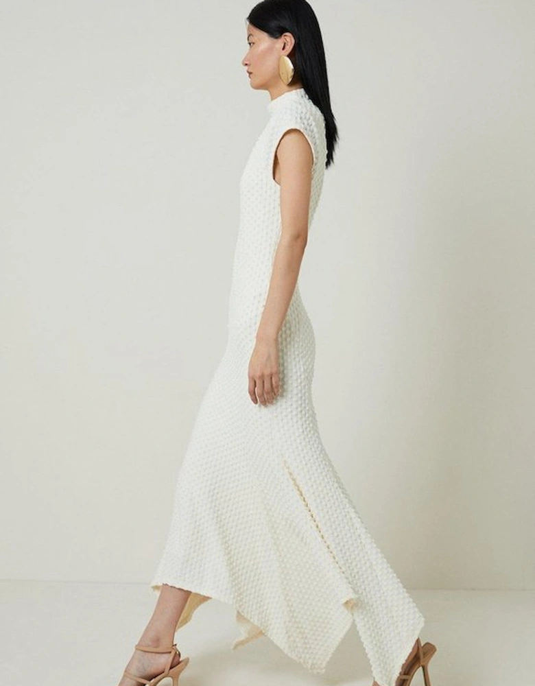 Textured Jersey Dramatic Hem Maxi Dress