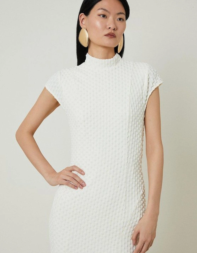 Textured Jersey Dramatic Hem Maxi Dress