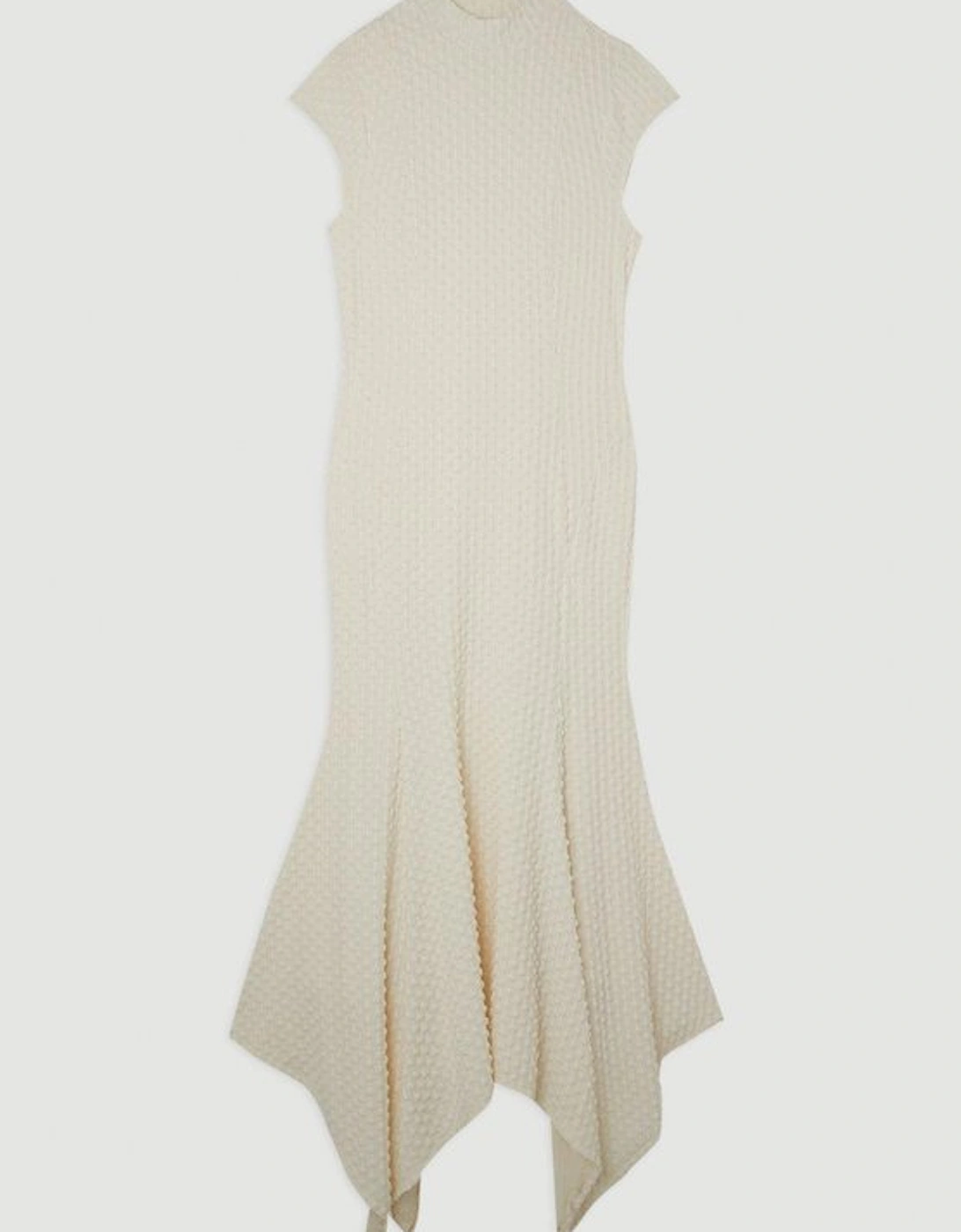 Textured Jersey Dramatic Hem Maxi Dress