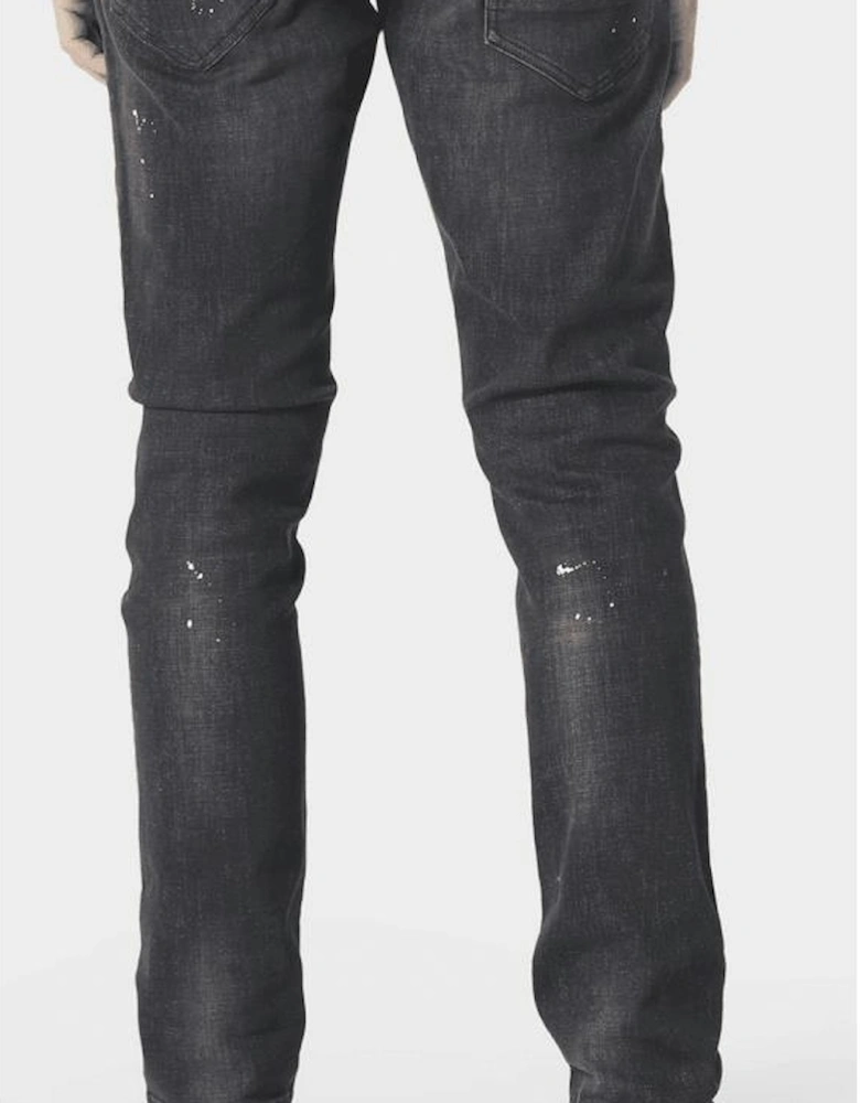 TODD 1059 Slim Fit Black Ripped Jeans