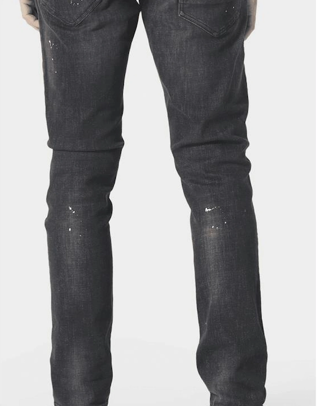 TODD 1059 Slim Fit Black Ripped Jeans