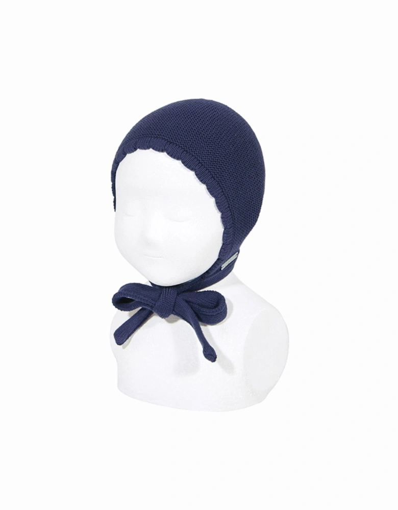 Navy Knit Tie Bonnet