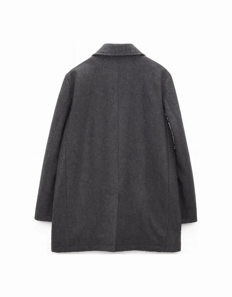 Men's Charcoal Grey Trench-Style Overcoat