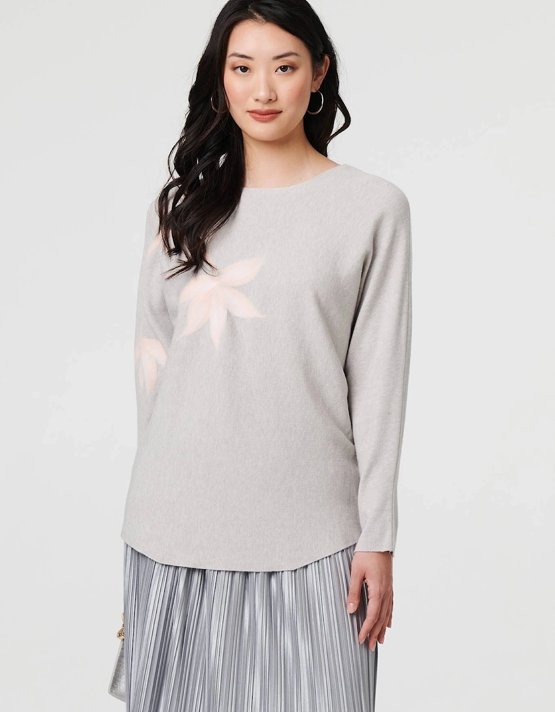 Floral Long Batwing Sleeve Relaxed Top, 2 of 1