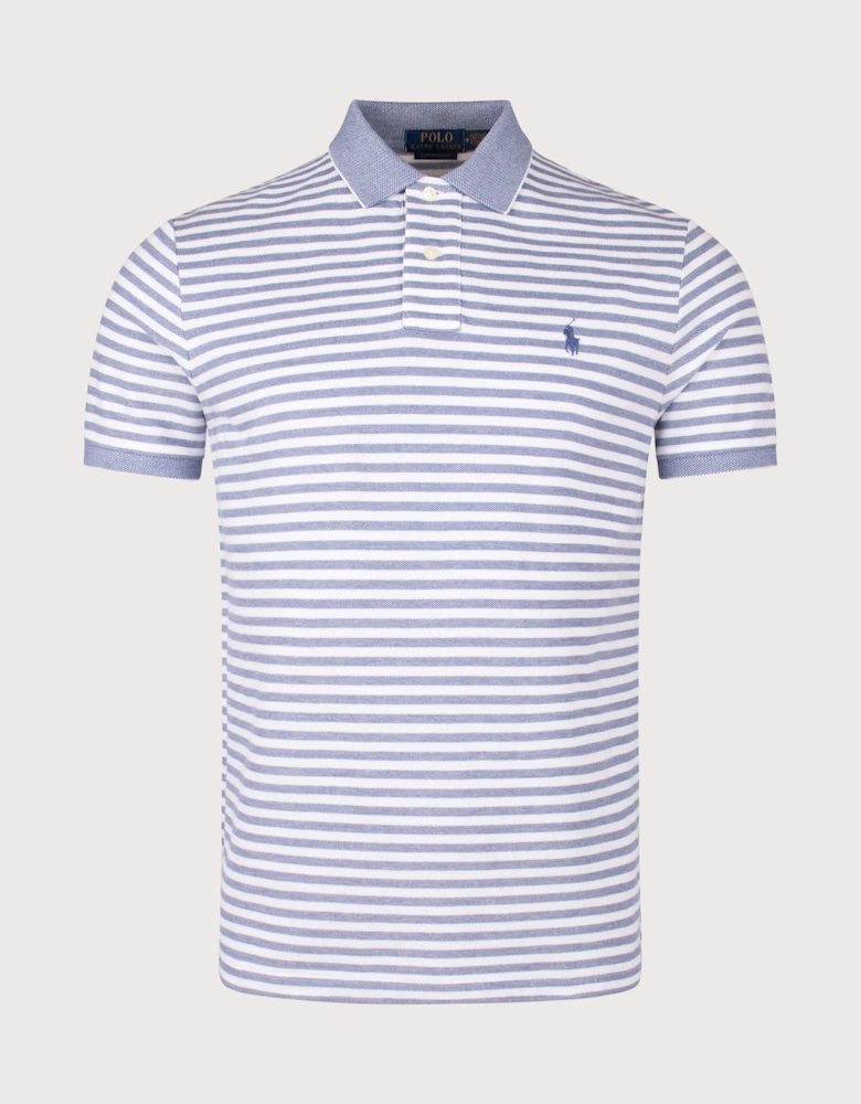 Custom Slim Fit Striped Mesh Polo Shirt