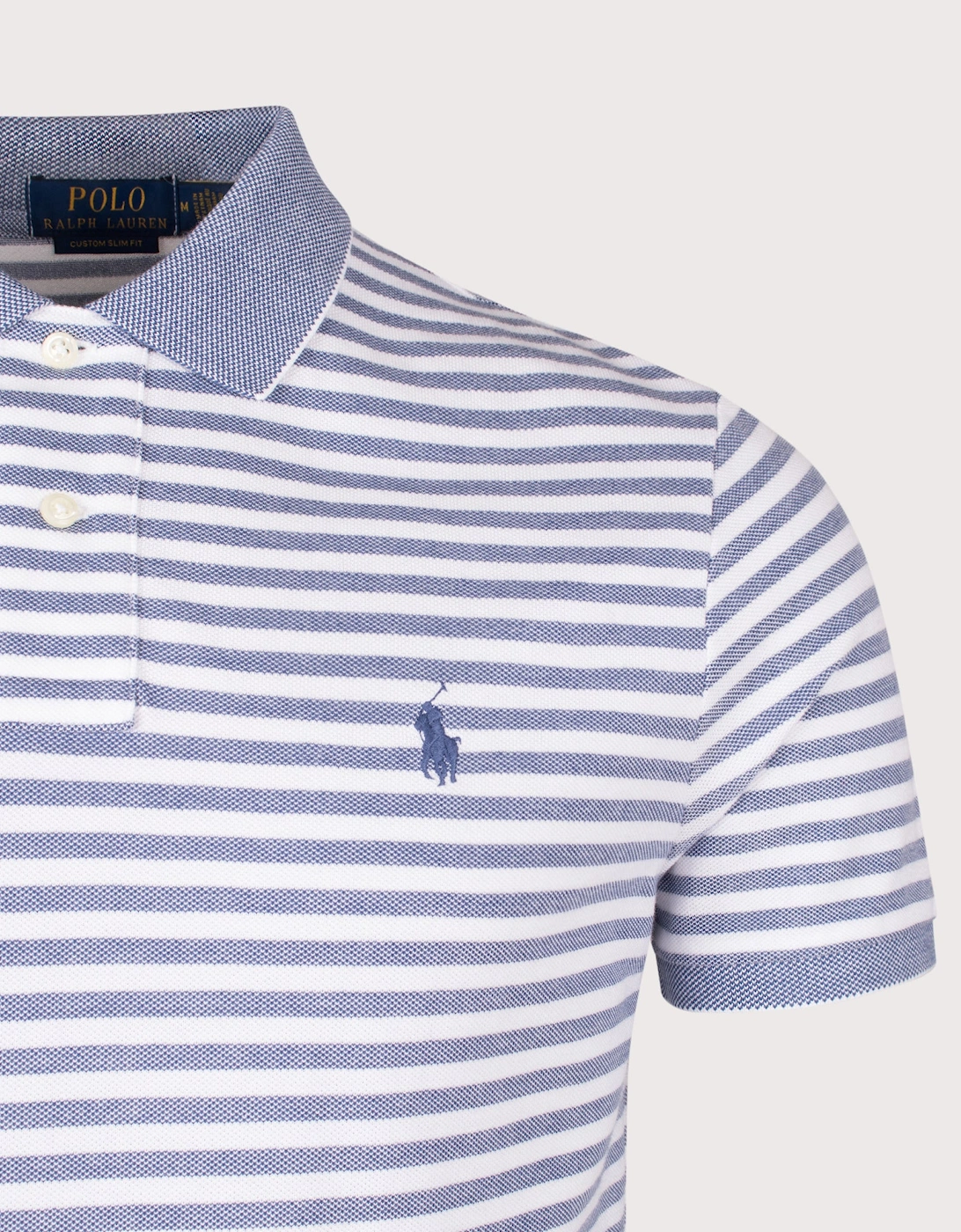 Custom Slim Fit Striped Mesh Polo Shirt