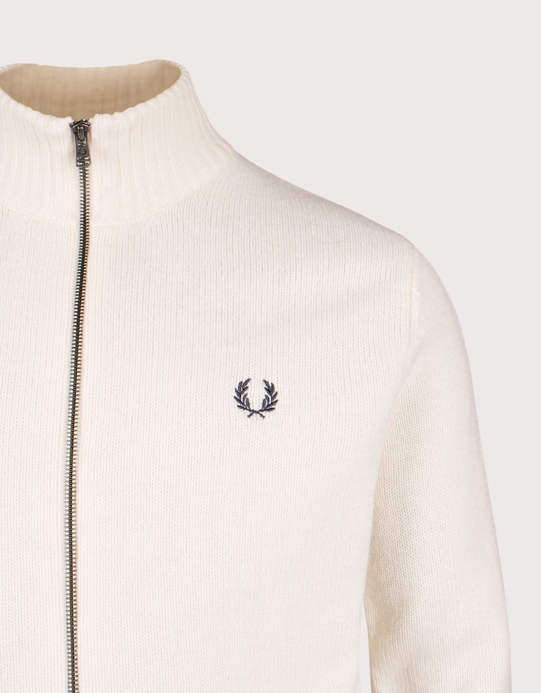 Ribbed Sleeve Zip Through Cardigan