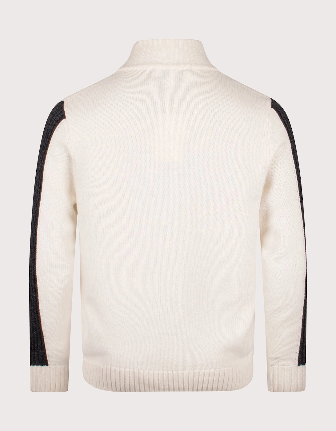 Ribbed Sleeve Zip Through Cardigan