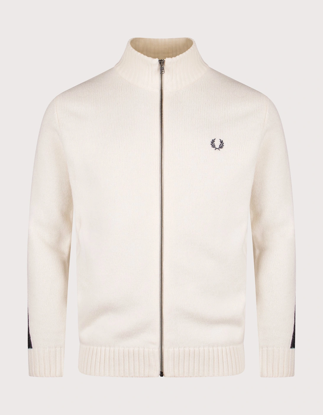 Ribbed Sleeve Zip Through Cardigan