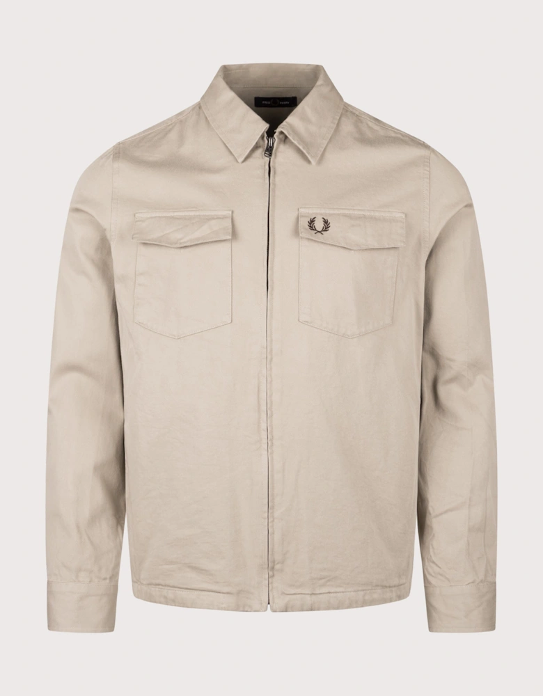 Twill Zip Through Overshirt