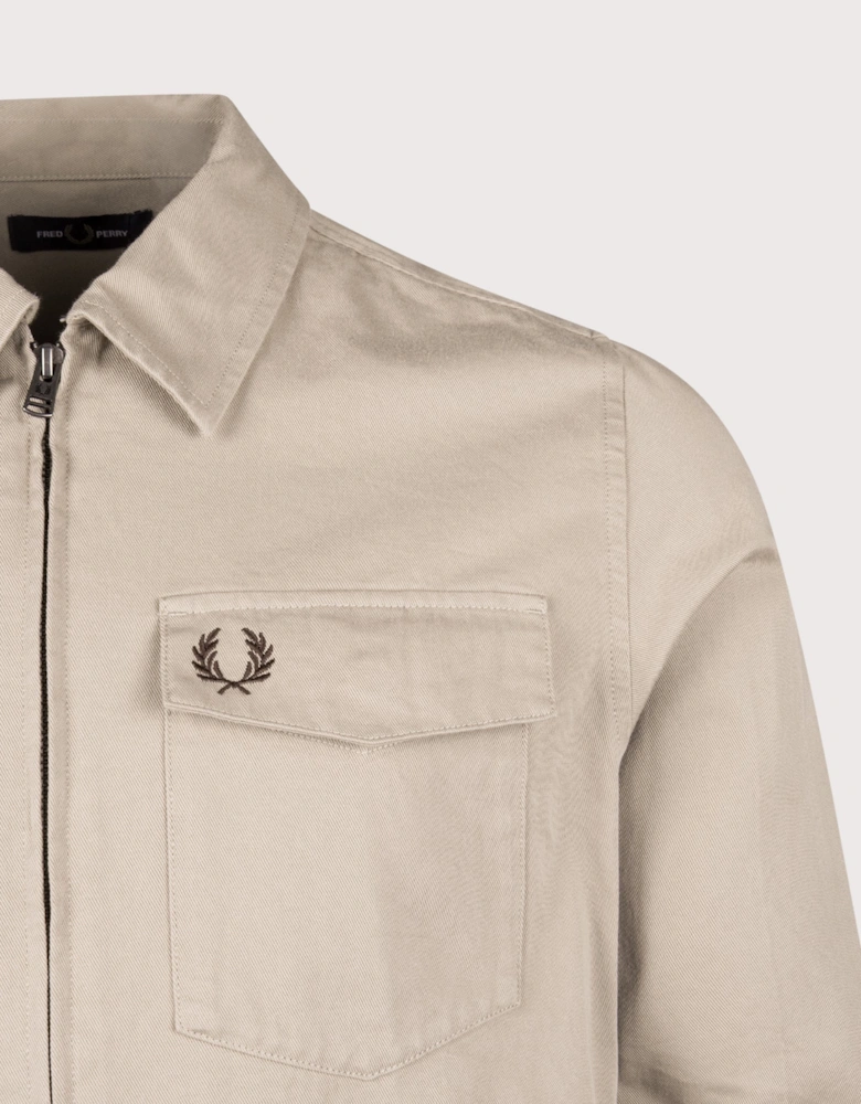 Twill Zip Through Overshirt