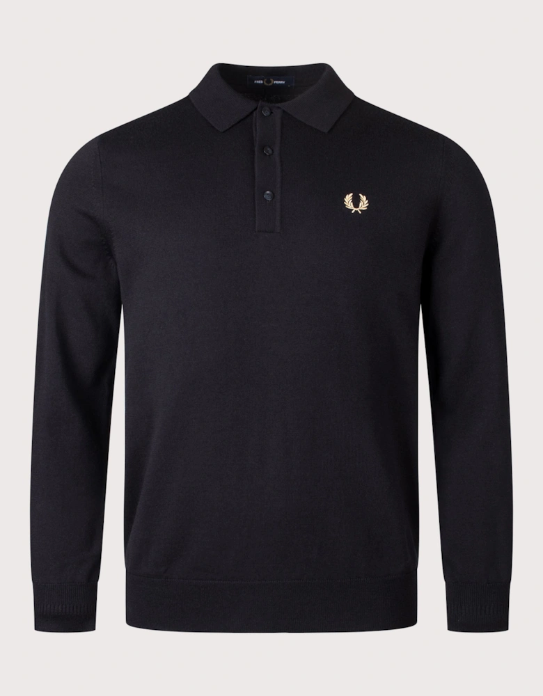 Long Sleeve Knitted Polo Shirt