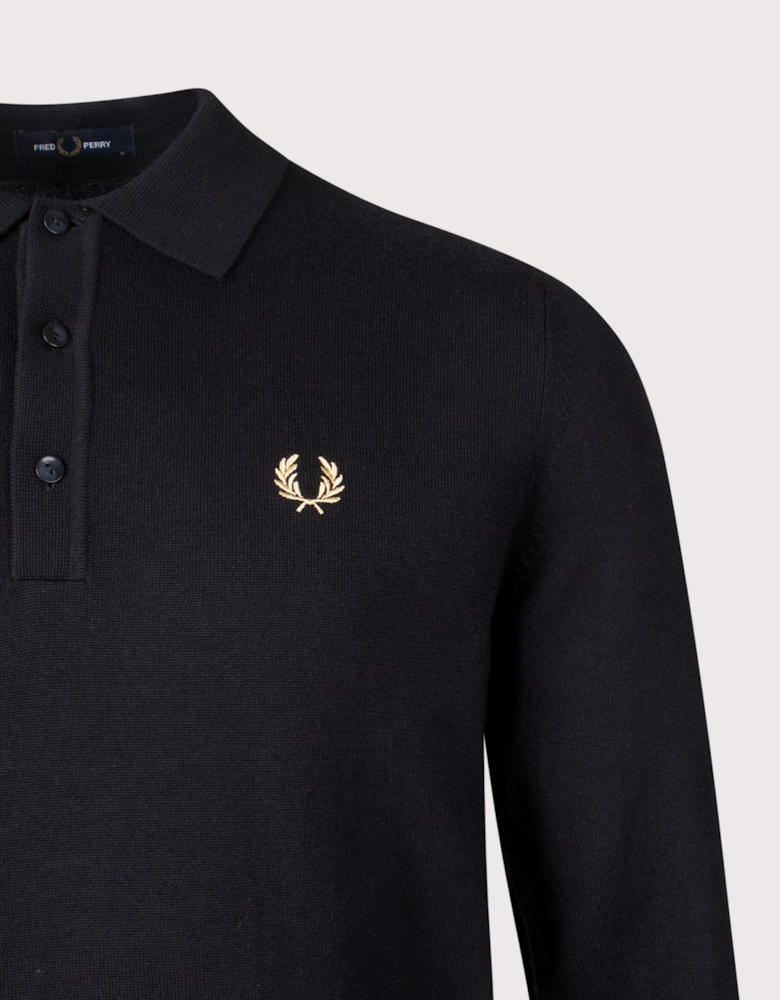 Long Sleeve Knitted Polo Shirt
