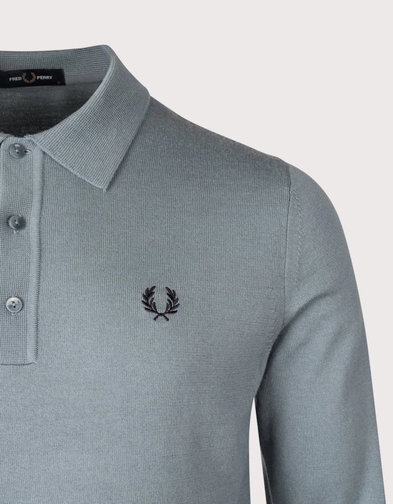 Long Sleeve Knitted Polo Shirt