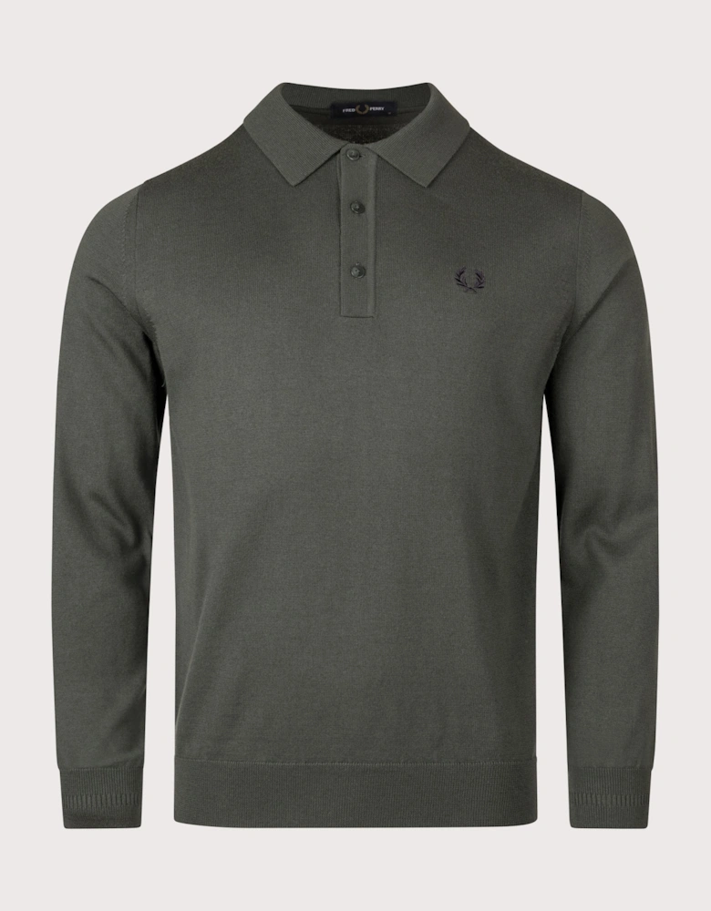 Long Sleeve Knitted Polo Shirt