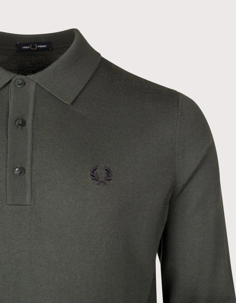 Long Sleeve Knitted Polo Shirt