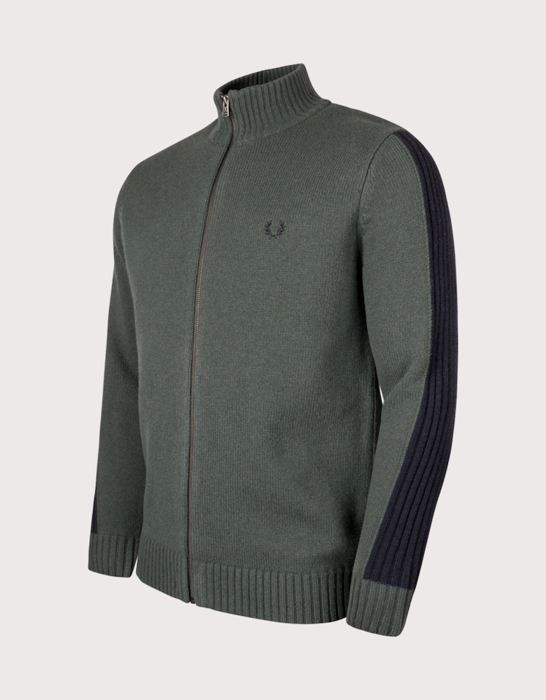 Ribbed Slv Zip Through Cardigan