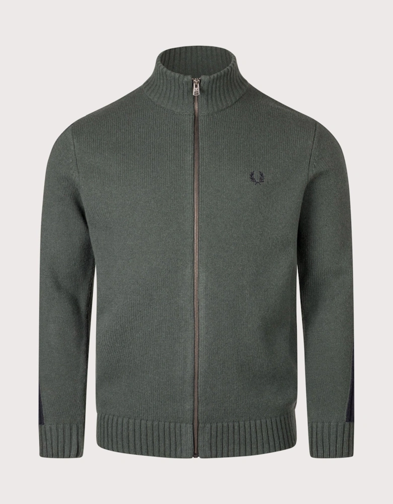 Ribbed Slv Zip Through Cardigan