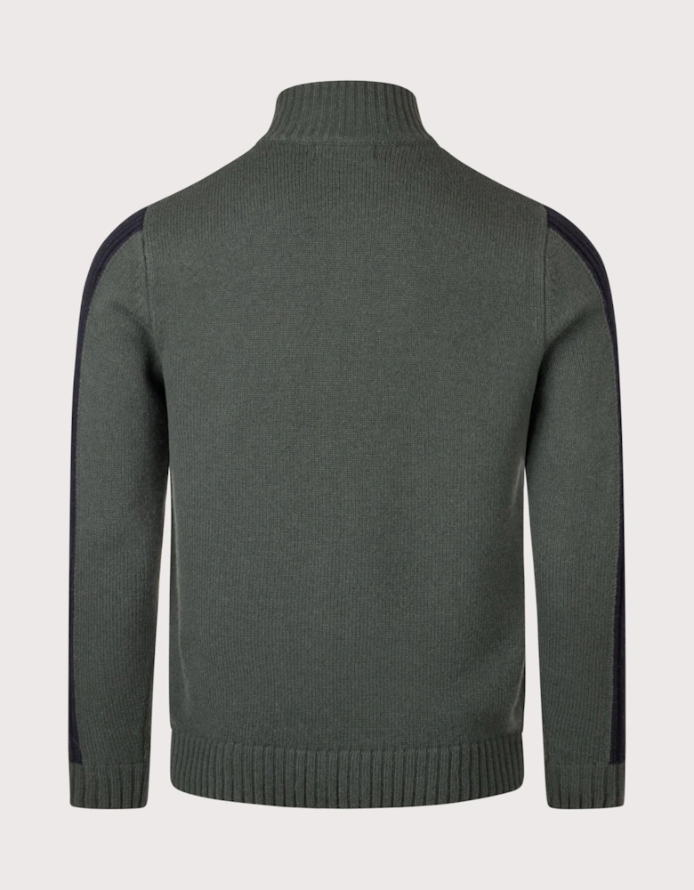 Ribbed Slv Zip Through Cardigan