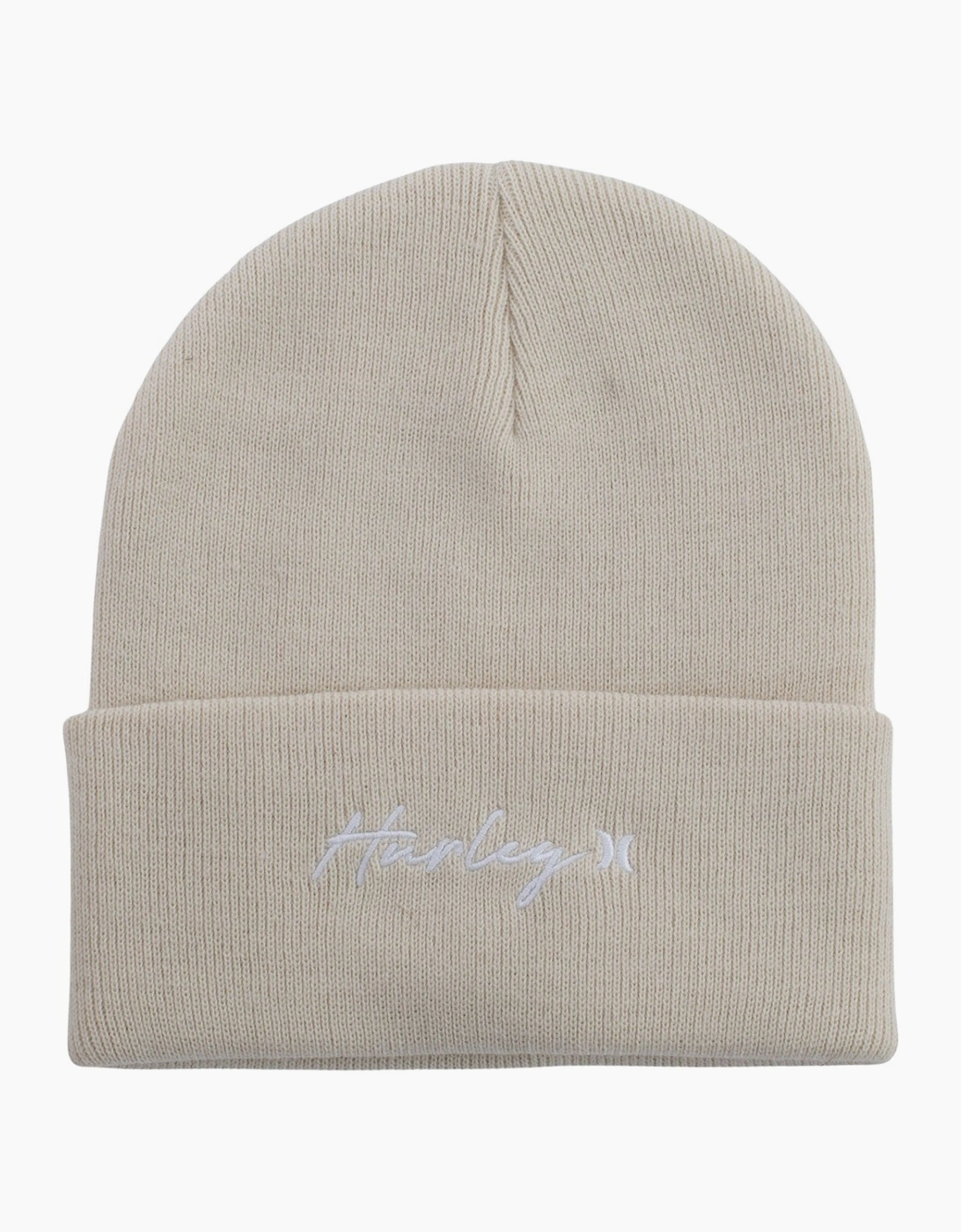 Hurley Women's Cream/Brown Script Cuff 2.0 Fixed Cuff Beanie - Size: One Size