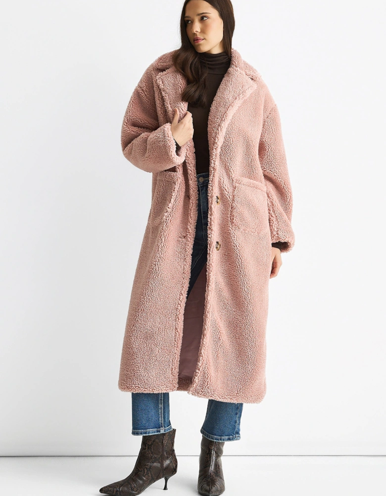 Blush Longline Teddy Coat