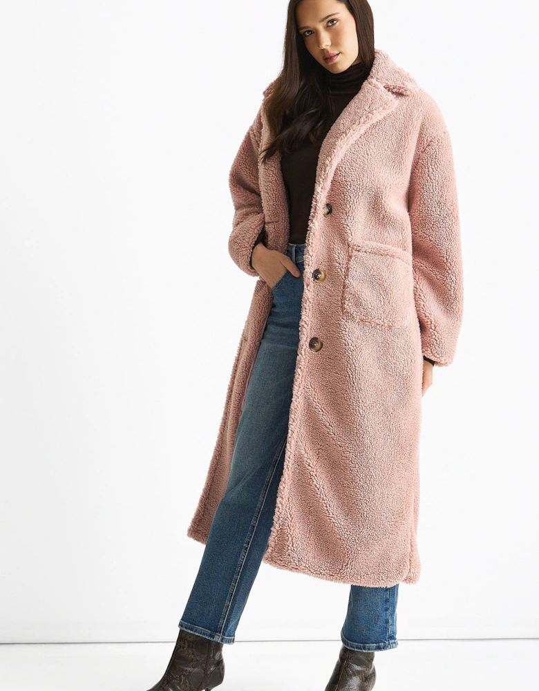 Blush Longline Teddy Coat
