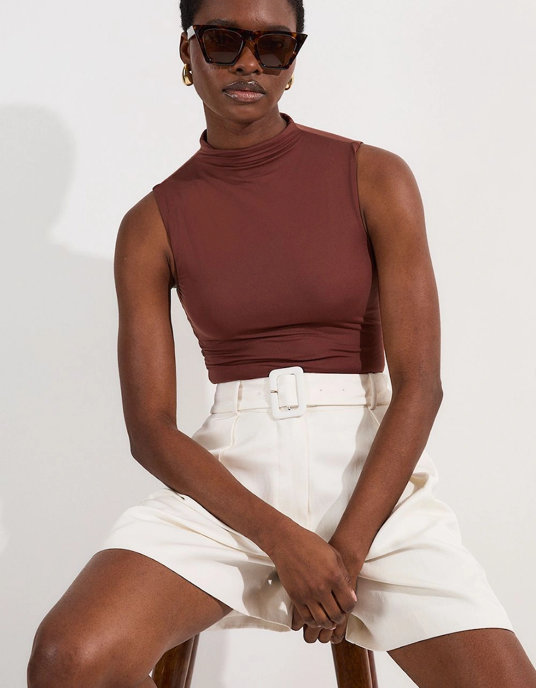 Contour Jersey Sleeveless High Neck Bodysuit, 2 of 1