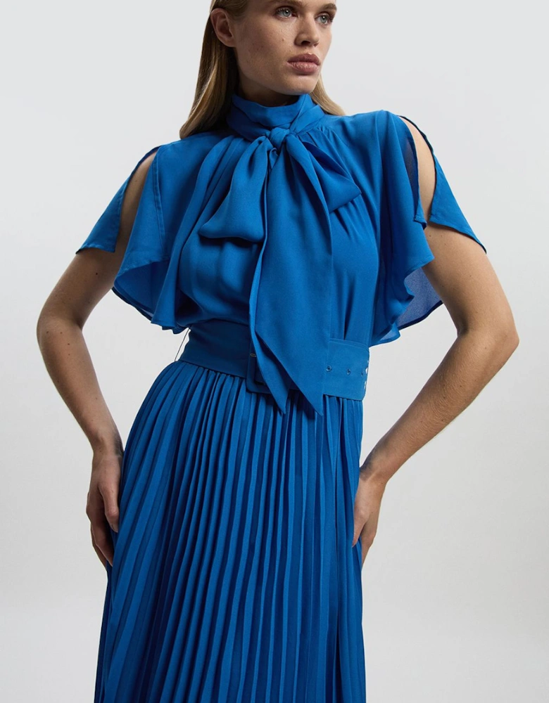 Georgette Tie Neck Woven Midi Dress