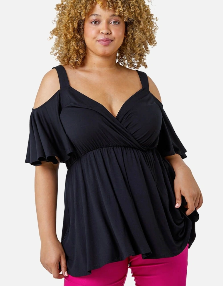 Curve Cold Shoulder Wrap Top