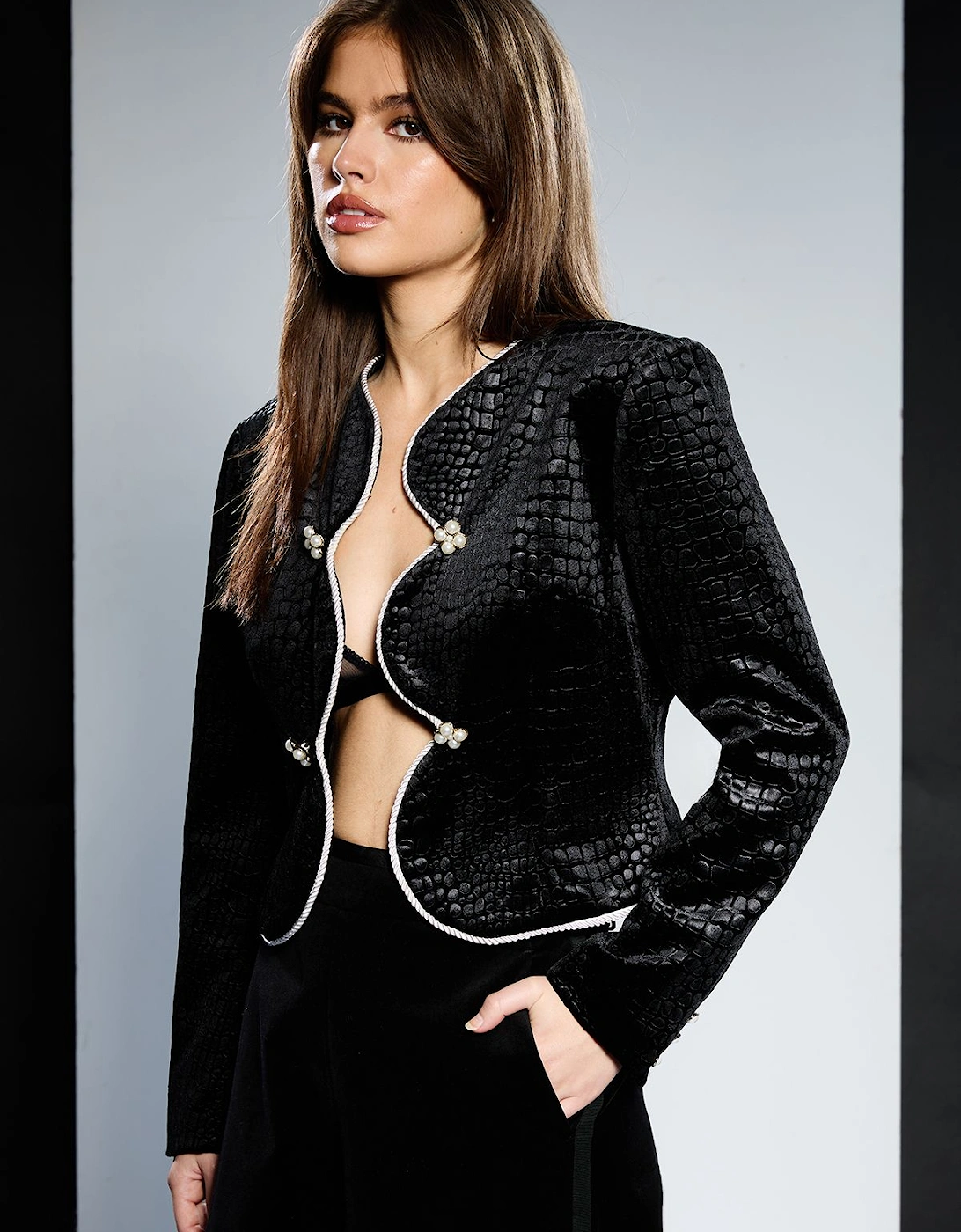 Scallop Edge Velvet Jacket, 2 of 1