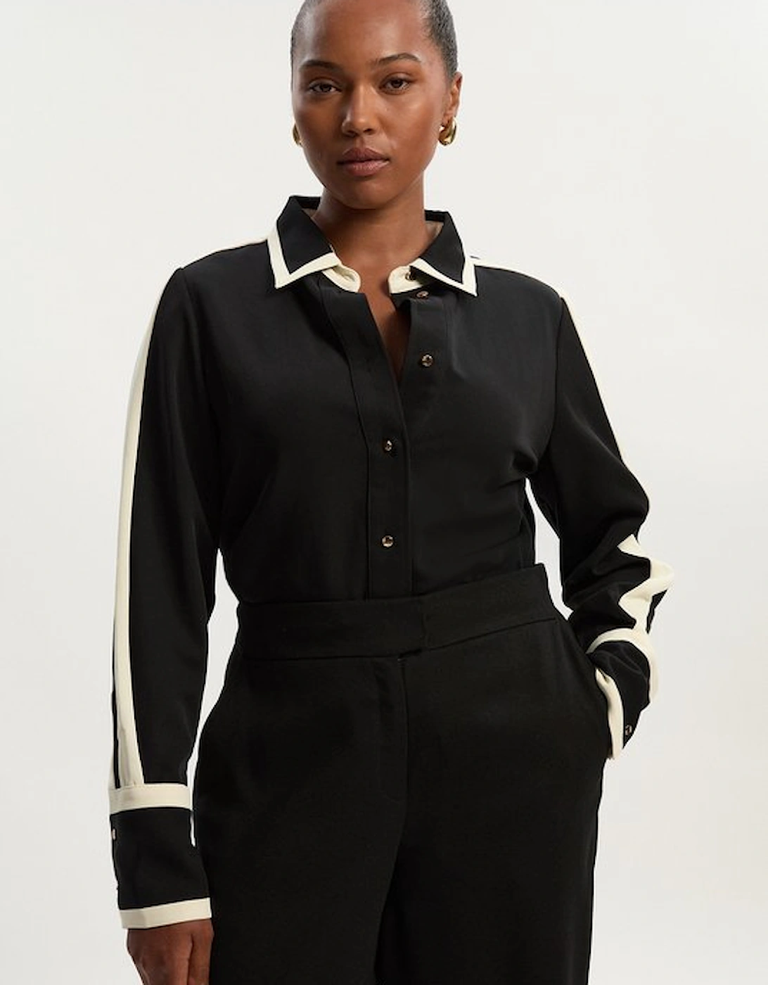 Plus Size Colour block Twill Woven Shirt, 2 of 1