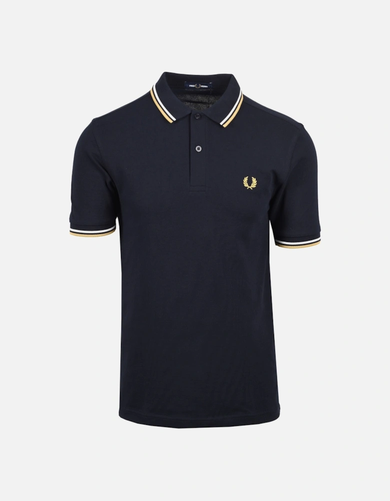 Twin Tipped Polo Shirt Navy/Ecru/Honey Comb