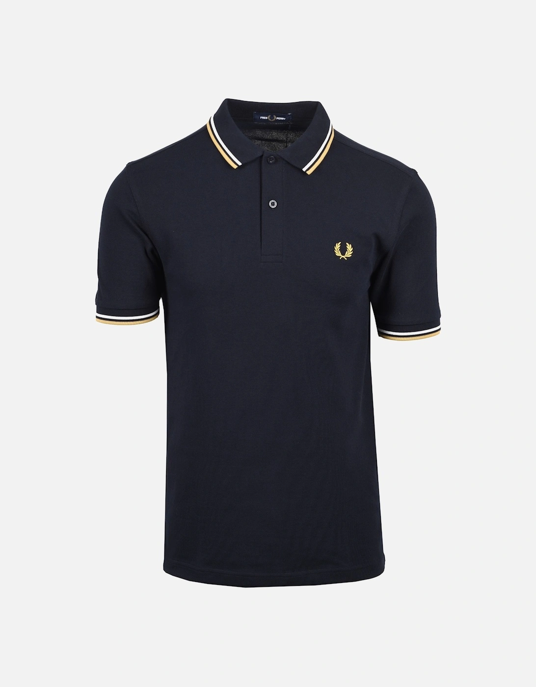 Twin Tipped Polo Shirt Navy/Ecru/Honey Comb, 5 of 4