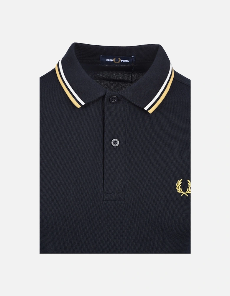 Twin Tipped Polo Shirt Navy/Ecru/Honey Comb