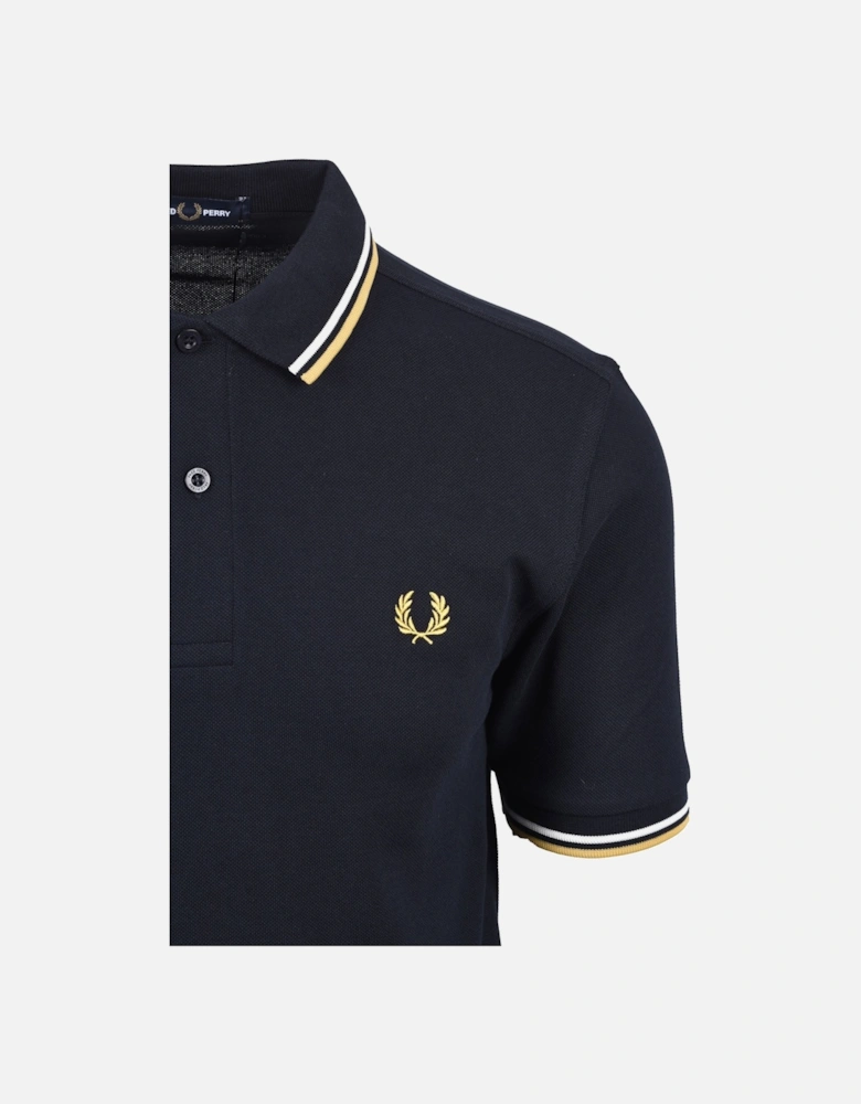 Twin Tipped Polo Shirt Navy/Ecru/Honey Comb