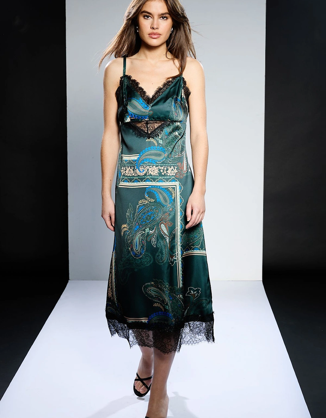 Lace Panel Cami Midaxi Dress, 2 of 1