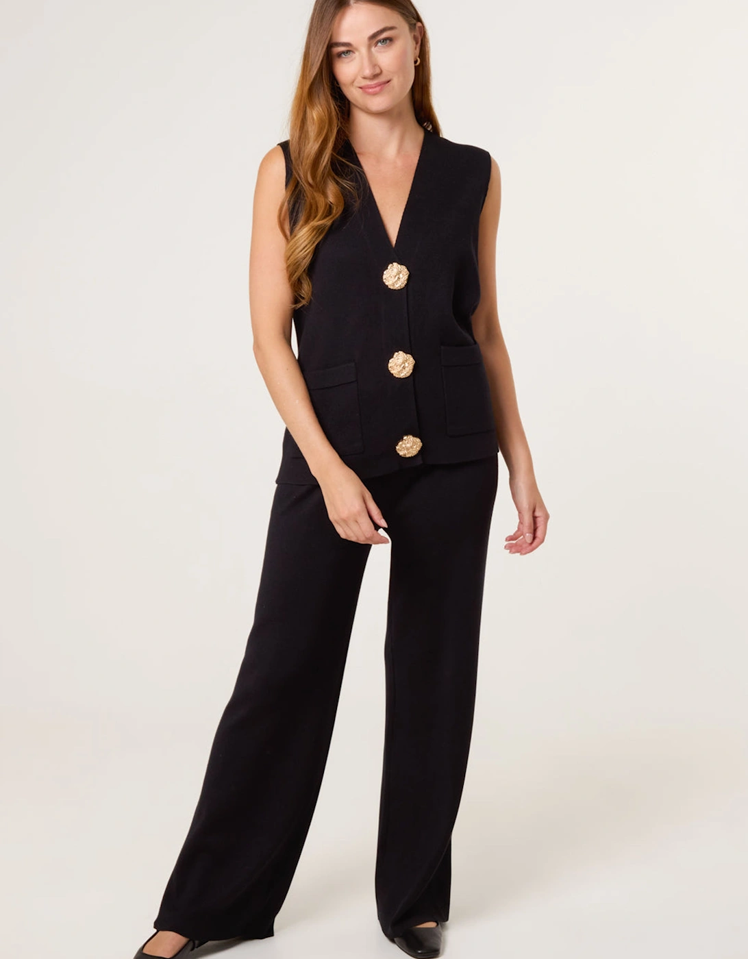 Black Two-Piece Set With Gold Button Details, 2 of 1