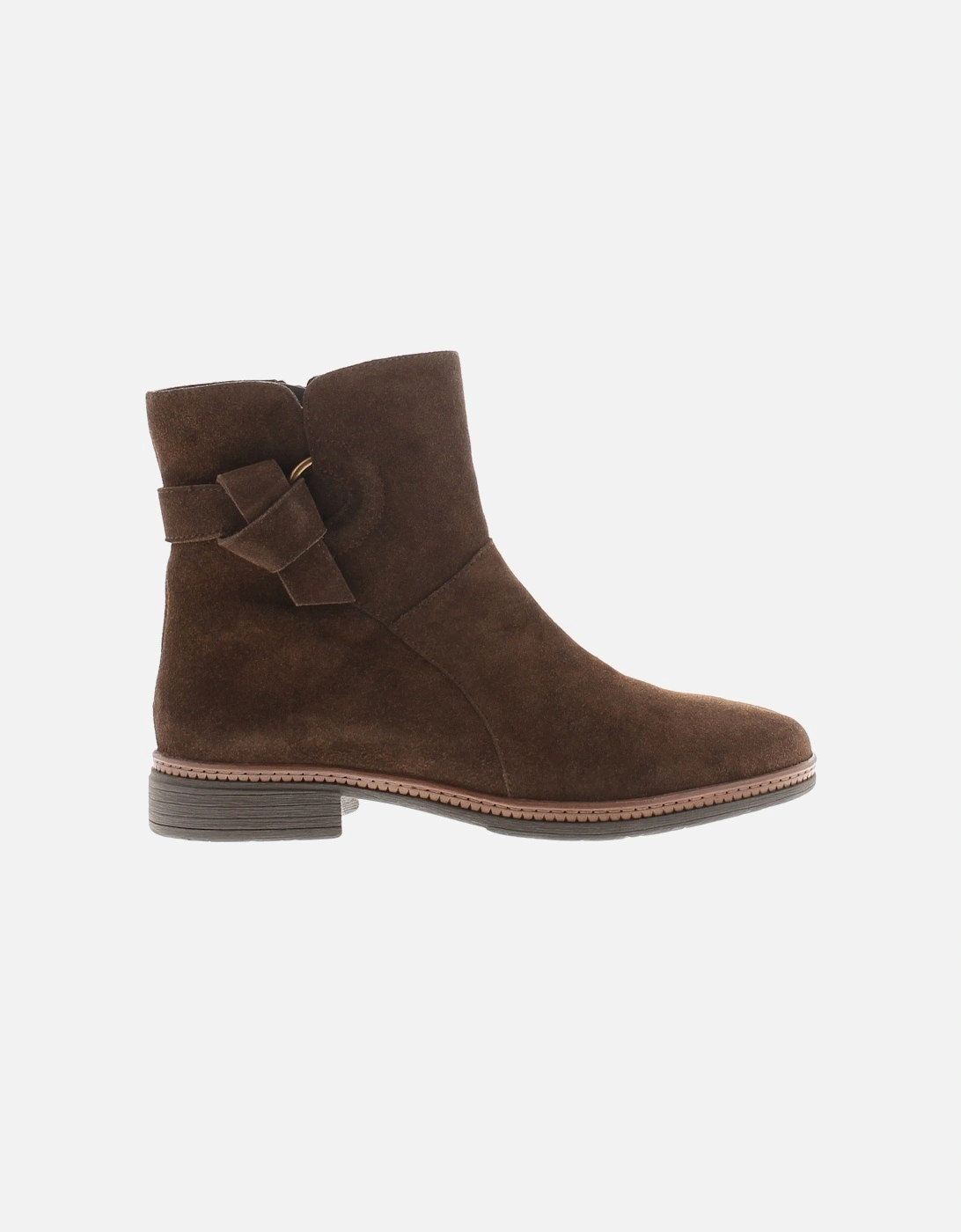 Womens Boots Ankle Scuffle Suede Leather Zip brown UK Size