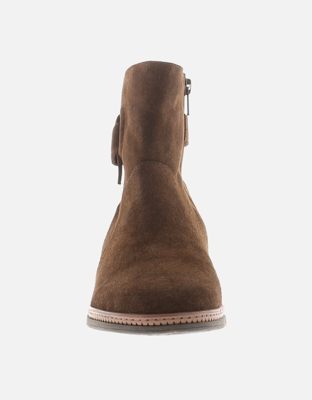 Womens Boots Ankle Scuffle Suede Leather Zip brown UK Size