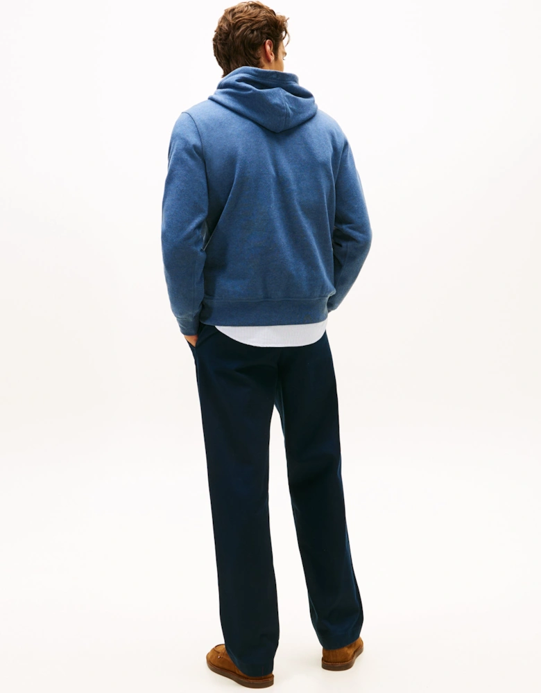 Essential Flag Embroidery Mens Fleece Hoodie - Aegean Sea Heather