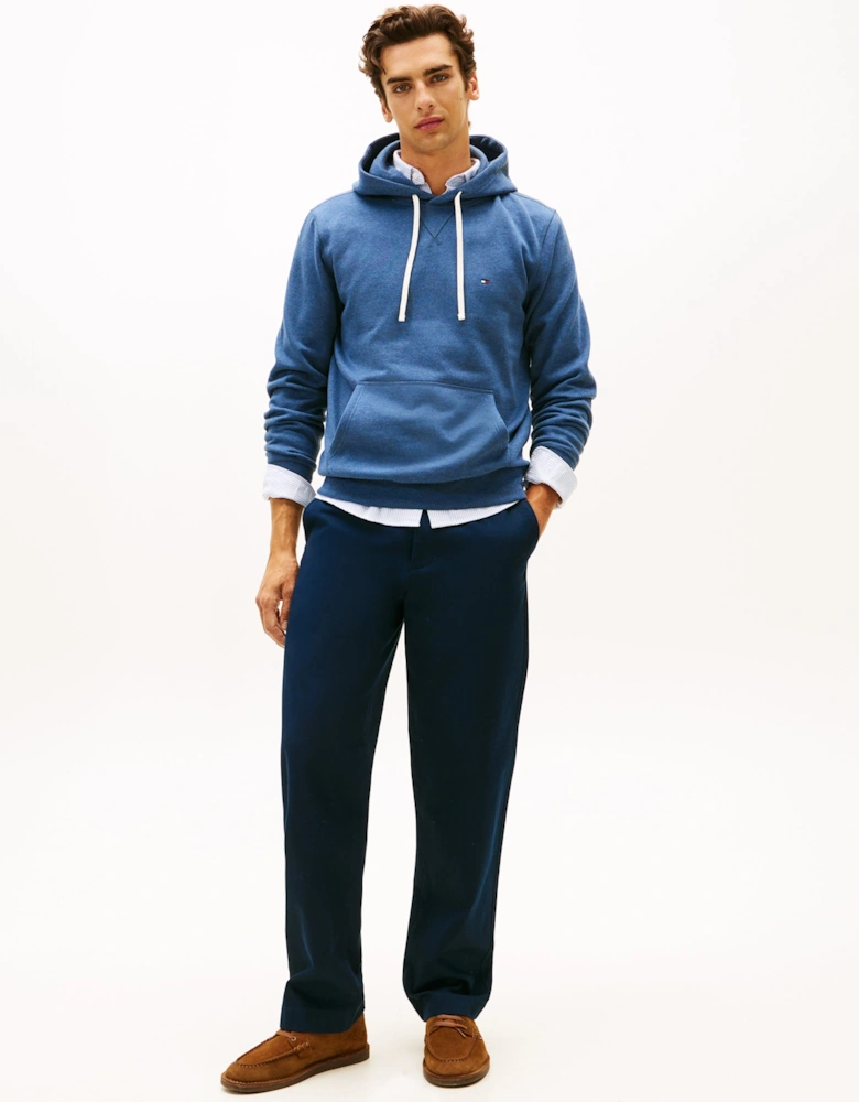 Essential Flag Embroidery Mens Fleece Hoodie - Aegean Sea Heather