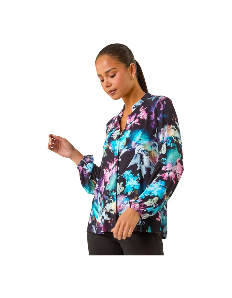 Petite Floral Buttoned Blouse