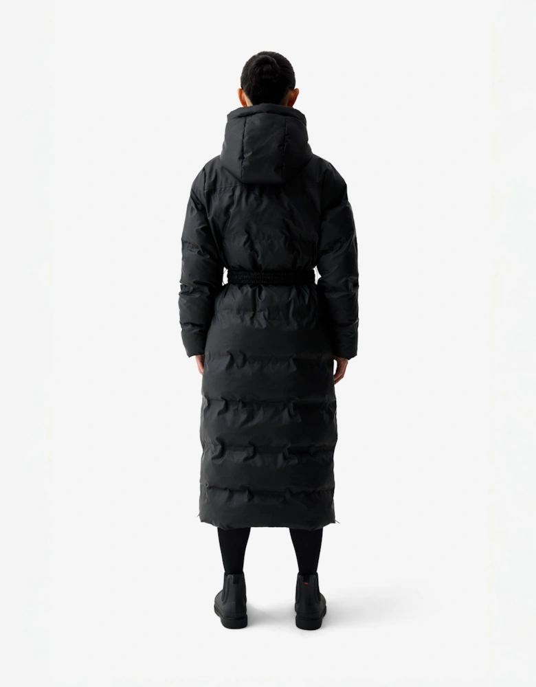 Hutchison Womens PU Coated Long Puffer Jacket - Black