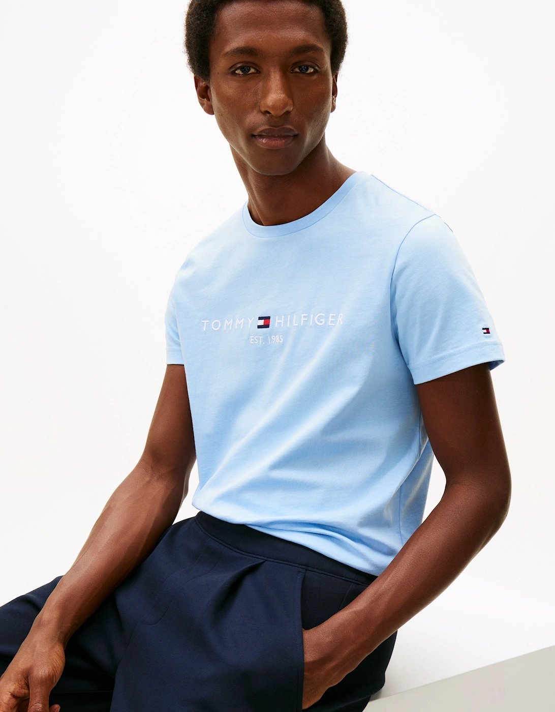 Tommy Logo Basic Mens T-Shirt - Well Water